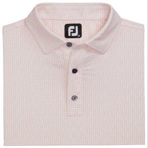 FootJoy Bead Chain Print Lisle Self Collar Golf Polo - Quartz Pink/White  Large